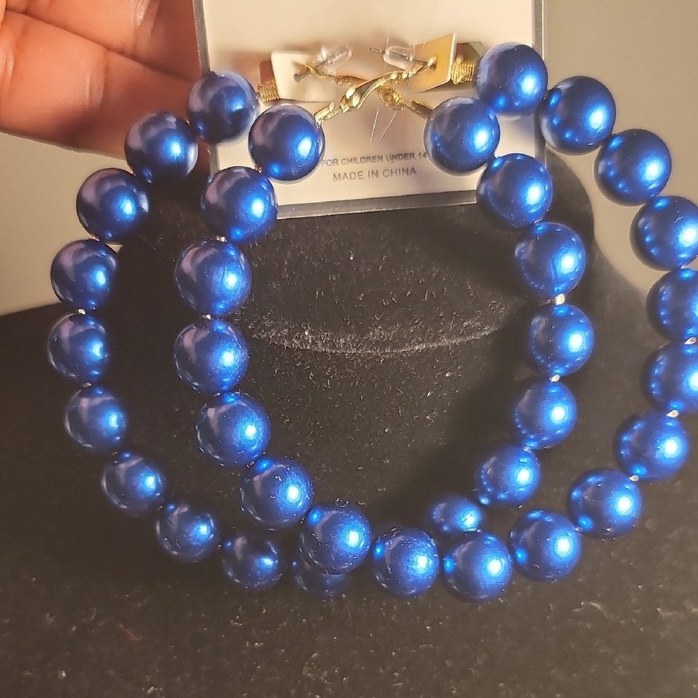 Blue Beaded Jewelry Set
